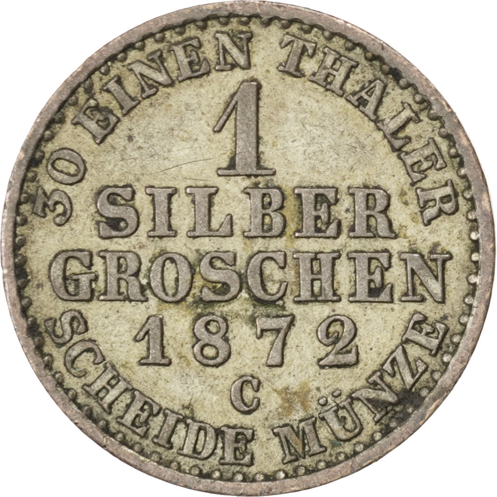 GERMAN STATES, Groschen, 1872, Cleves, KM #485, EF(40-45), Silver, 2.20