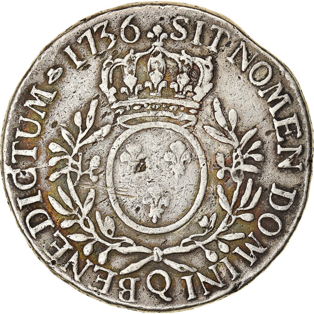 Munten, Frankrijk, Louis XV, Écu aux branches d'olivier, Ecu, 1736, Perpignan