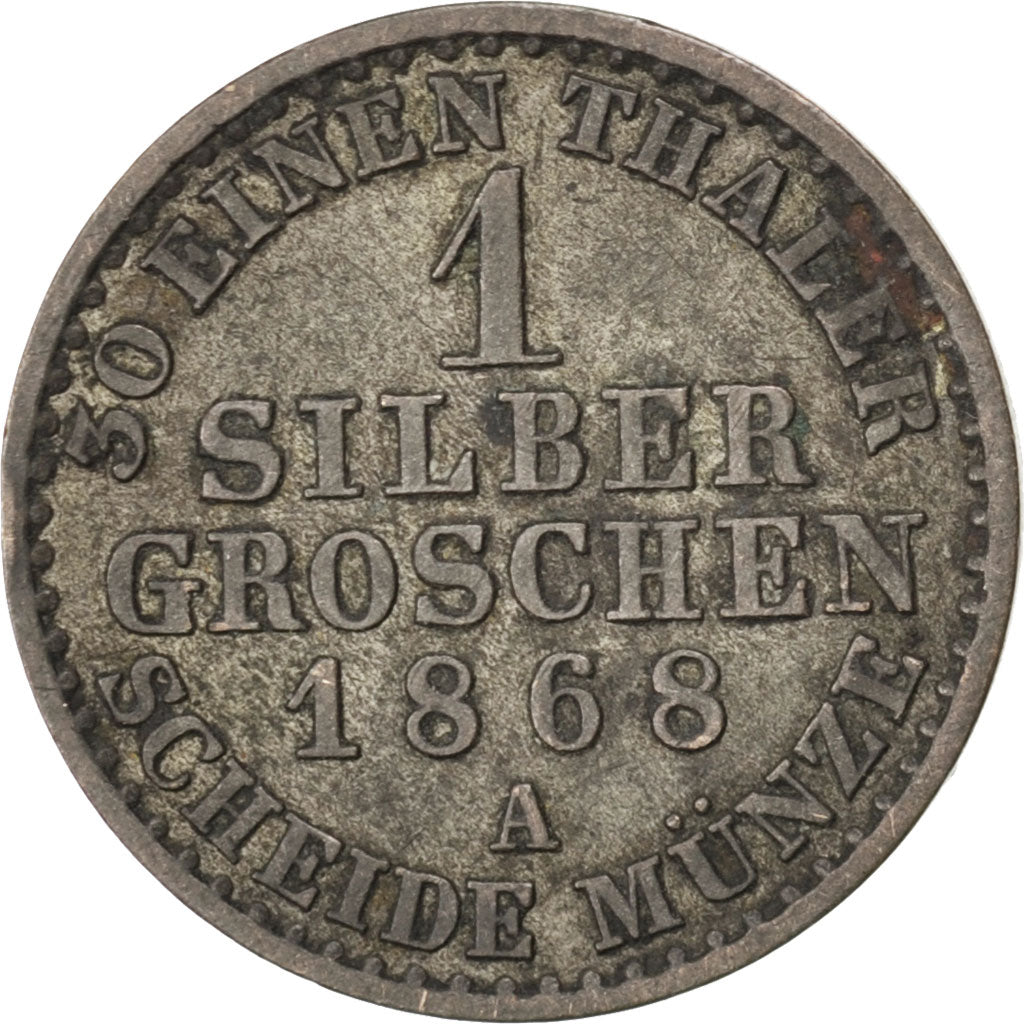 GERMAN STATES, Groschen, 1868, Berlin, KM #485, EF(40-45), Silver, 2.20