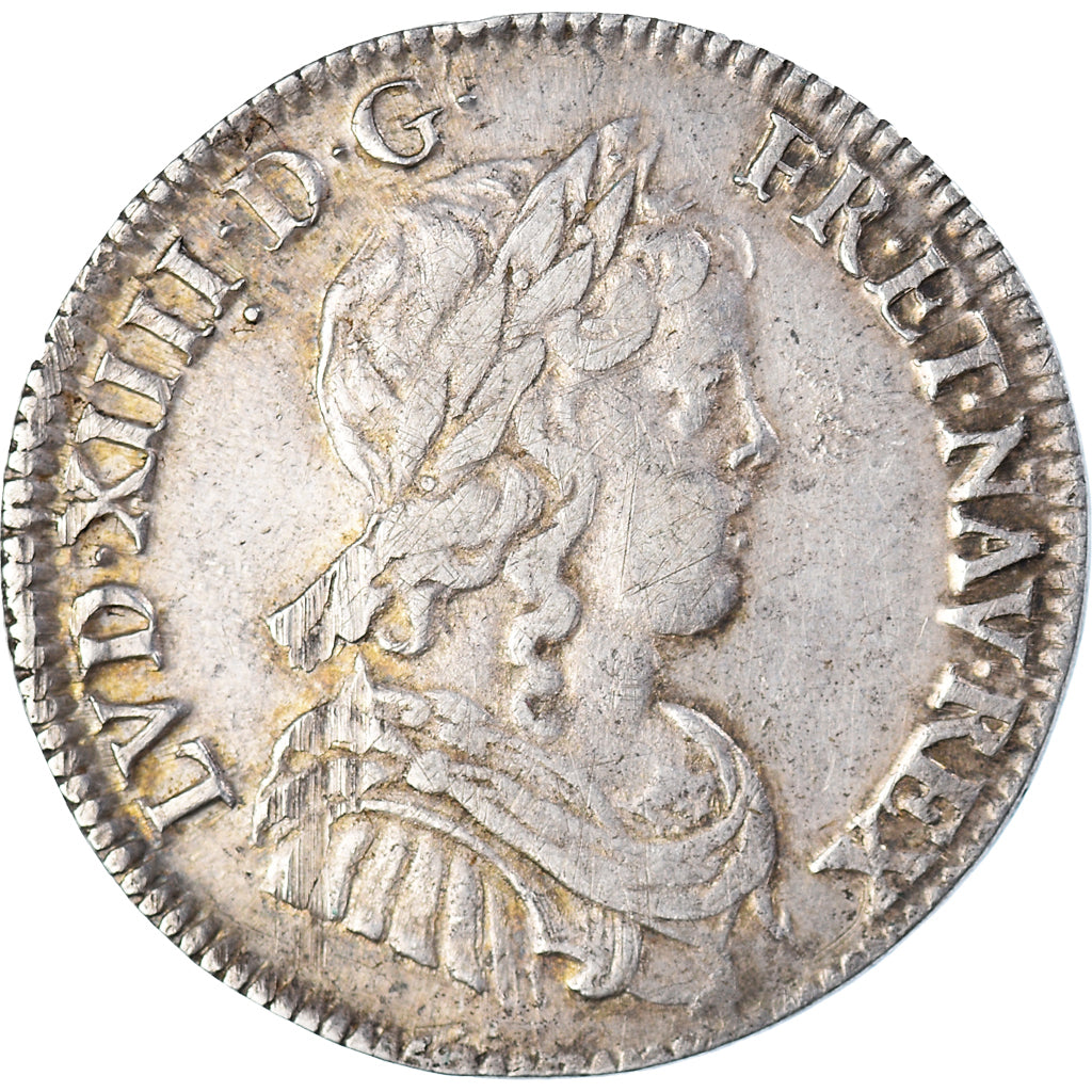 Moeda, França, Louis XIV, 1/4 Écu à la mèche longue, 1/4 Ecu, 1647, Paris
