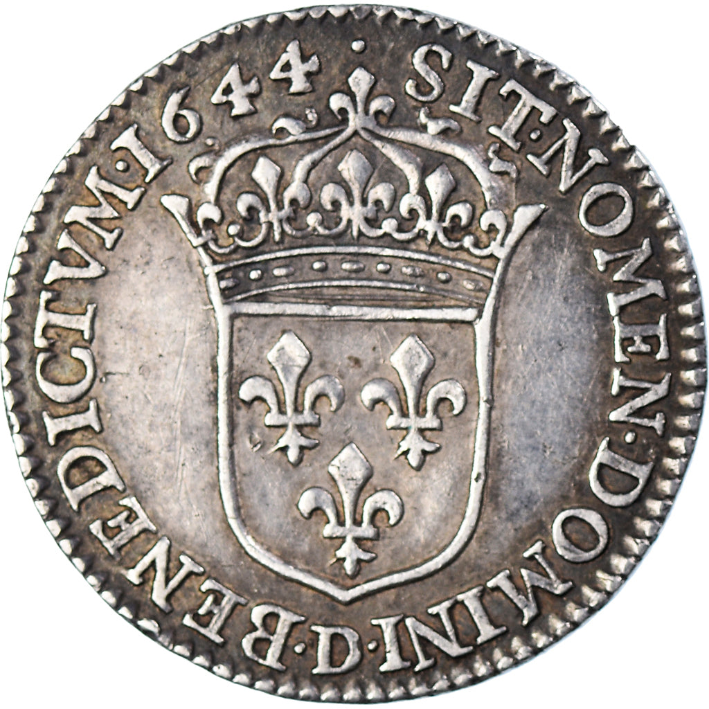 Coin, France, Louis XIV, 1/12 Écu à la mèche courte, 1/12 ECU, 10 Sols, 1644