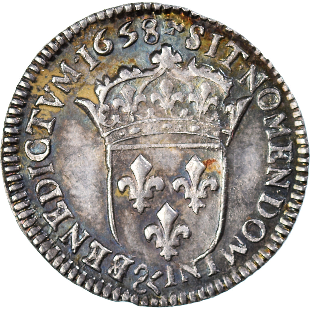 Munten, Frankrijk, Louis XIV, 1/12 Écu à la mèche longue, 1/12 ECU, 10 Sols