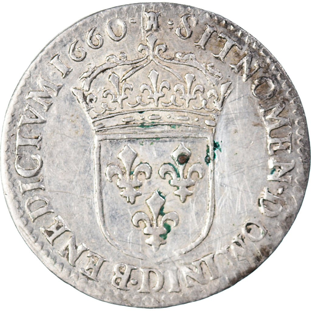 Munten, Frankrijk, Louis XIV, 1/12 Écu à la mèche longue, 1/12 ECU, 10 Sols