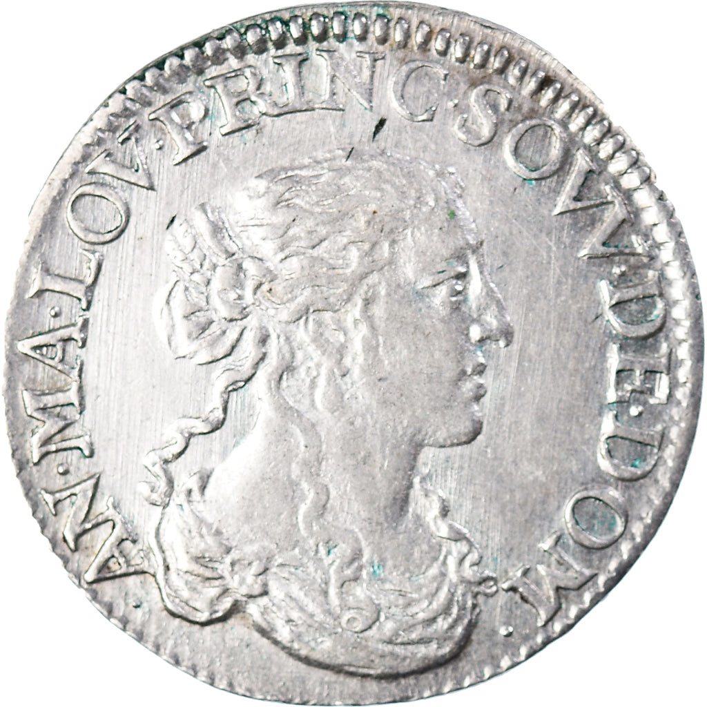 Moeda, França, DOMBES, Anne-Marie-Louise d'Orléans, 1/12 Ecu, 1664, Trévoux