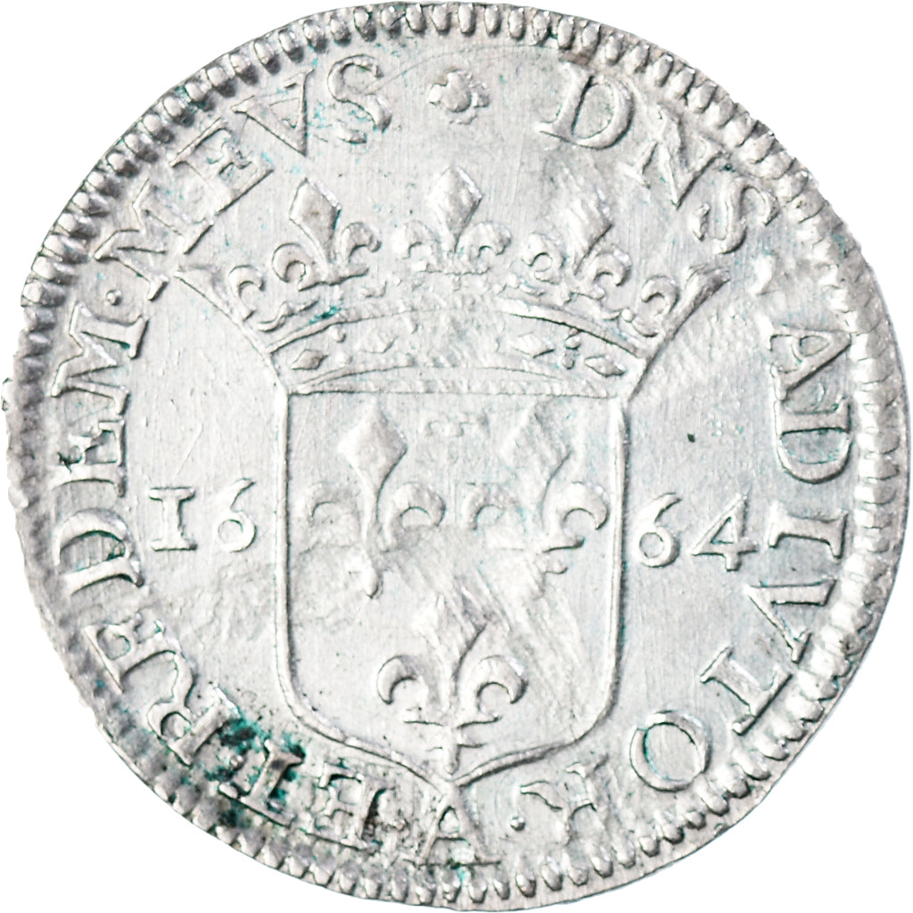 Moeda, França, DOMBES, Anne-Marie-Louise d'Orléans, 1/12 Ecu, 1664, Trévoux
