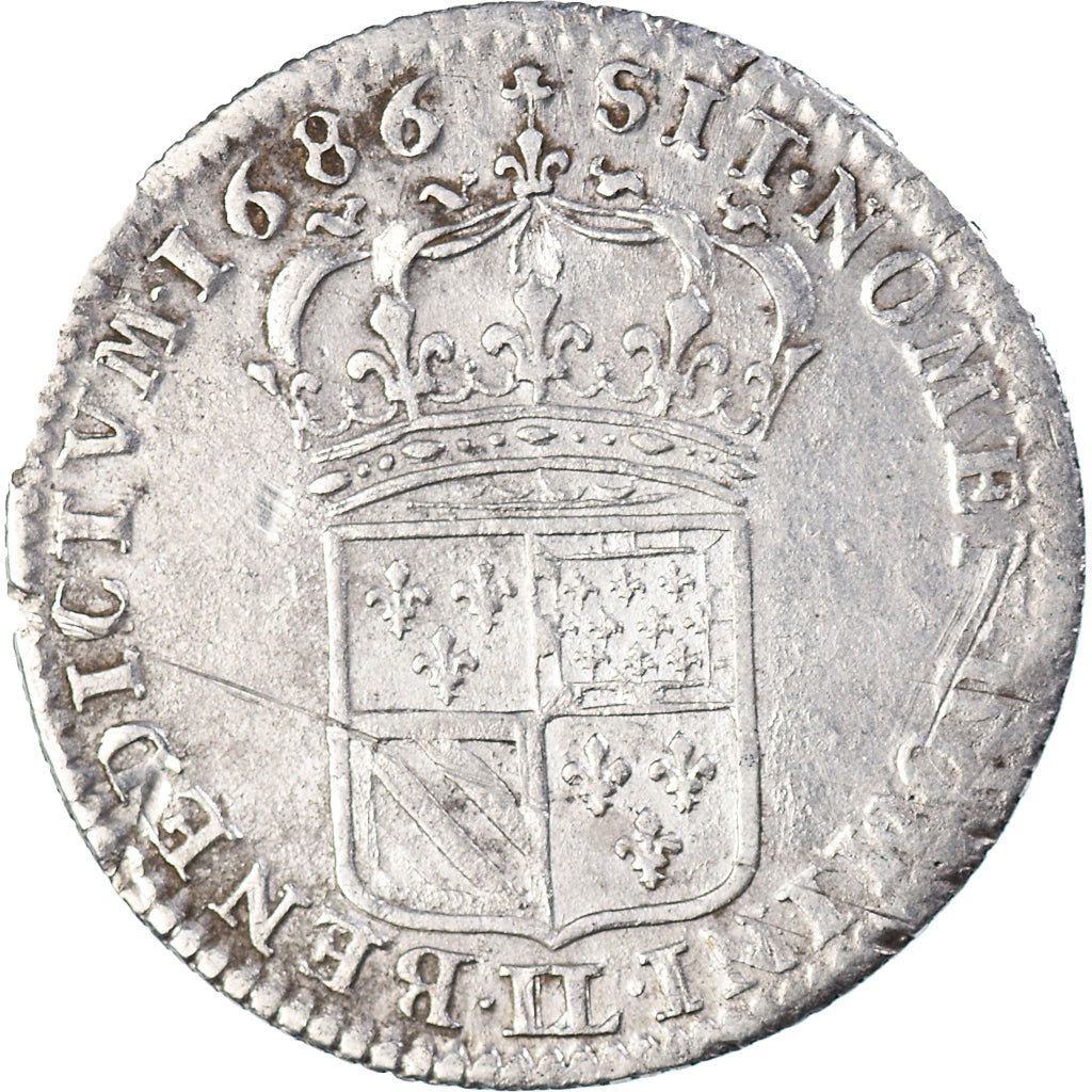 Monnaie, France, Louis XIV, 1/8 Écu de Flandre, 1/8 Ecu, 1686, Lille