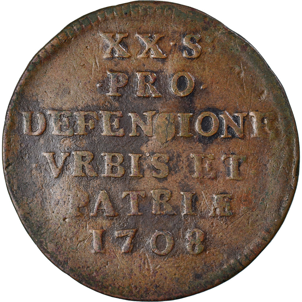 Moneda, Francia, Louis XIV, Siège de Lille, 20 Sols, 1708, Lille, 