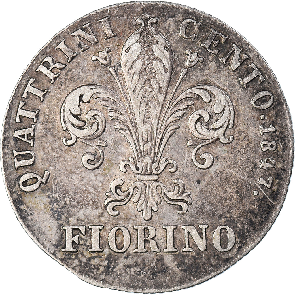 Moneda, Estados italianos, TUSCANY, Leopold II, Fiorino, 1847, Firenze, MBC