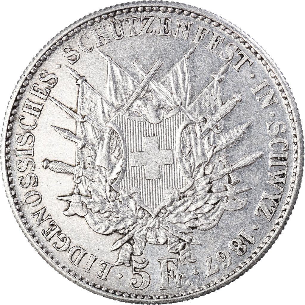 Monnaie, Suisse, 5 Francs, 1867, SUP, Argent, KM:S9
