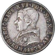 Monnaie, États italiens, PAPAL STATES, Gregory XVI, 20 Baiocchi, 1834, Rome