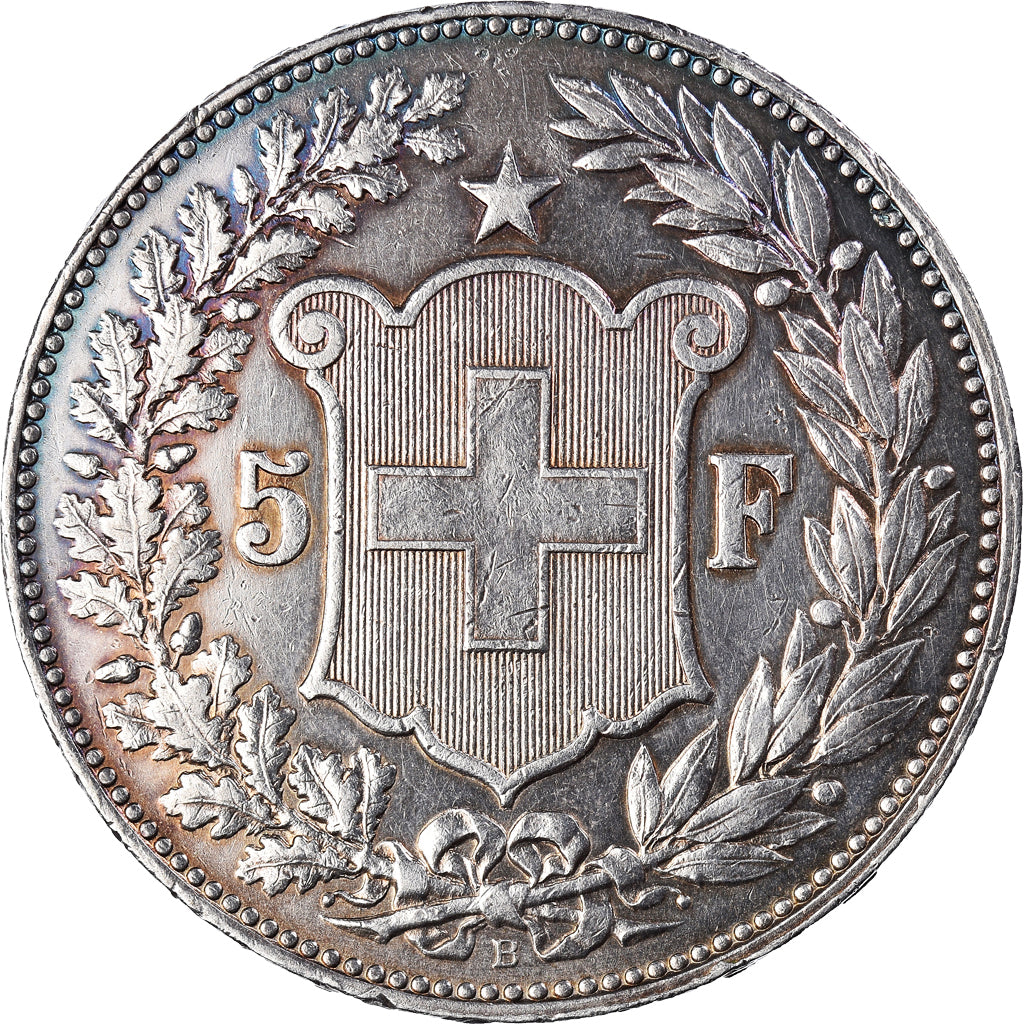 Coin, Switzerland, 5 Francs, 1892, Bern, AU(55-58), Silver, KM:34