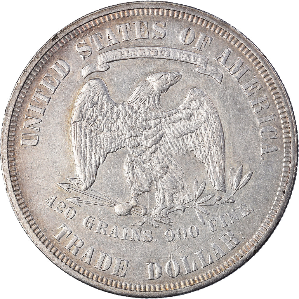 Moneta, Stati Uniti, Trade Dollar, 1876, Philadelphia, BB+, Argento, KM:Pn1540