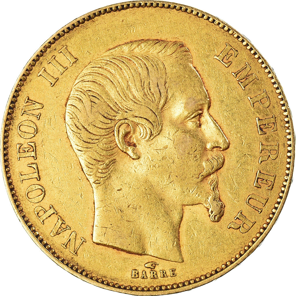 Moneta, Francja, Napoleon III, 50 Francs, 1855, Paris, EF(40-45), Złoto