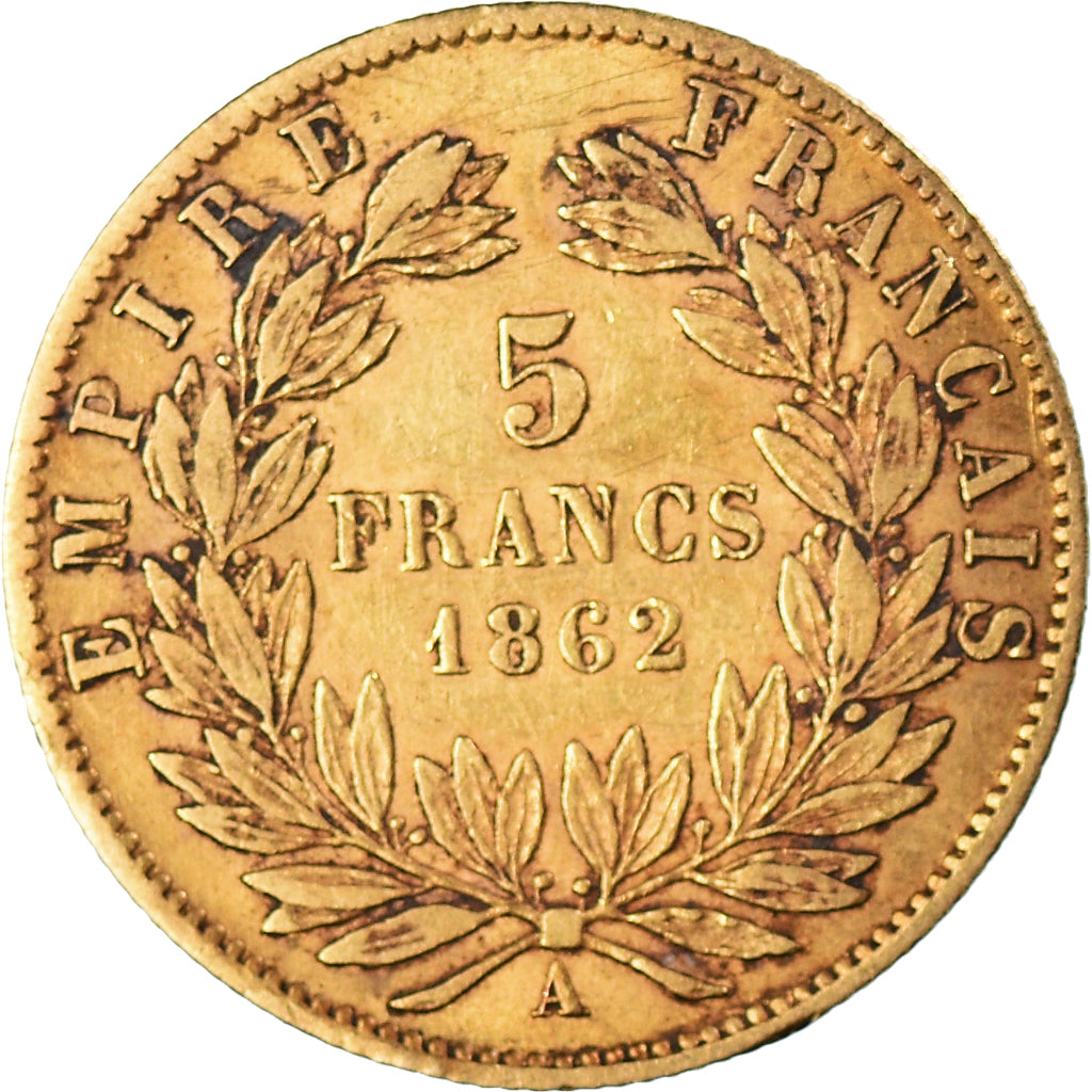 Monnaie, France, Napoleon III, 5 Francs, 1862, Paris, TTB, Or, Gadoury:1002