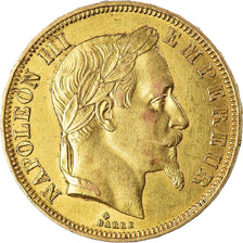 Coin, France, Napoleon III, 50 Francs, 1866, Strasbourg, AU(50-53), Gold