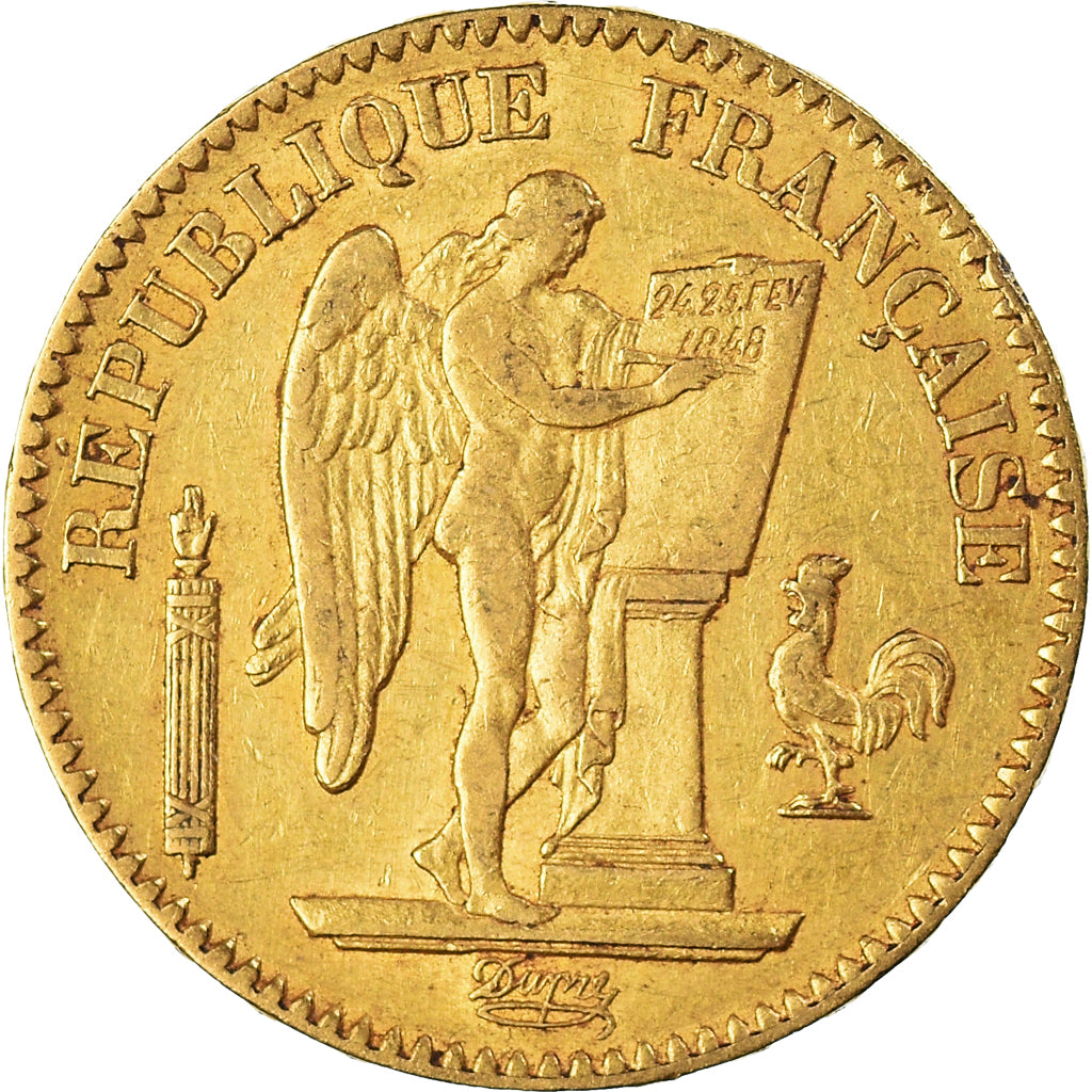 Moneta, Francia, Génie, 20 Francs, 1848, Paris, BB, Oro, KM:757