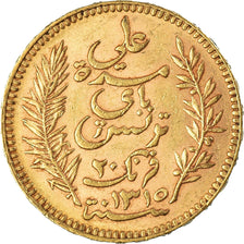 Coin, Tunisia, Ali Bey, 20 Francs, 1897, Paris, EF(40-45), Gold, KM:227