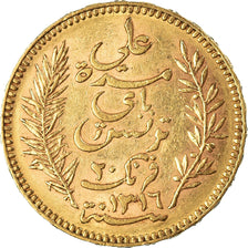 Moneda, Túnez, Ali Bey, 20 Francs, 1899, Paris, MBC, Oro, KM:227, Lecompte:453