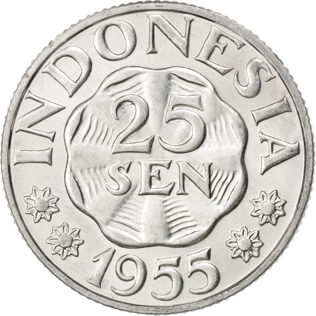 INDONESIA, 25 Sen, 1955, KM #11, MS(63), Aluminum, 2.19