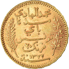 Coin, Tunisia, Muhammad al-Hadi Bey, 20 Francs, 1904, Paris, EF(40-45), Gold