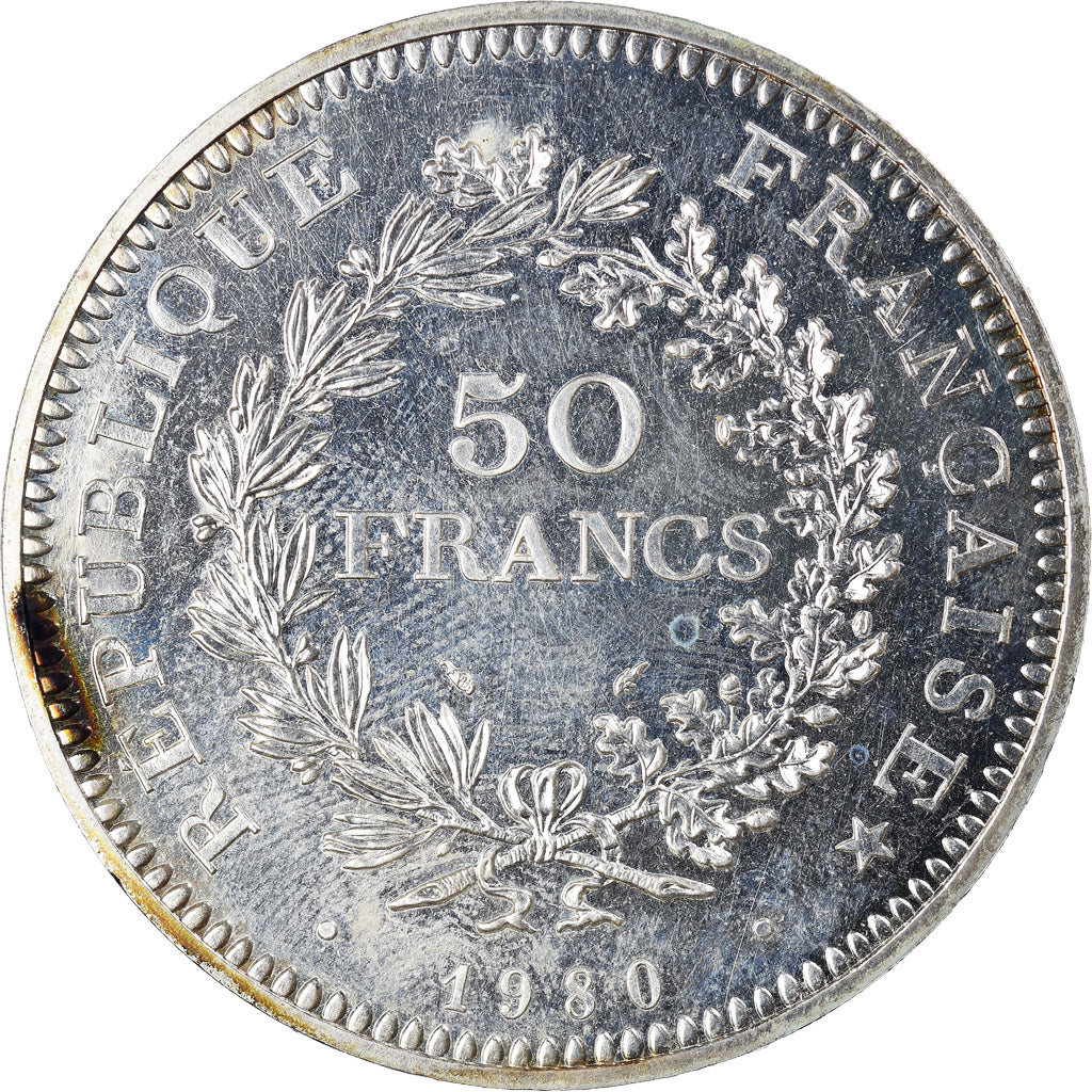 Coin, France, Hercule, 50 Francs, 1980, Paris, MS(64), Silver, KM:941.1