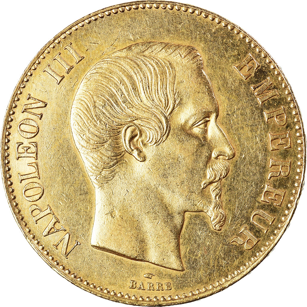 Moeda, França, Napoleon III, 100 Francs, 1858, Paris, AU(55-58), Dourado