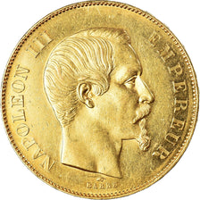 Moeda, França, Napoleon III, 50 Francs, 1855, Paris, AU(55-58), Dourado