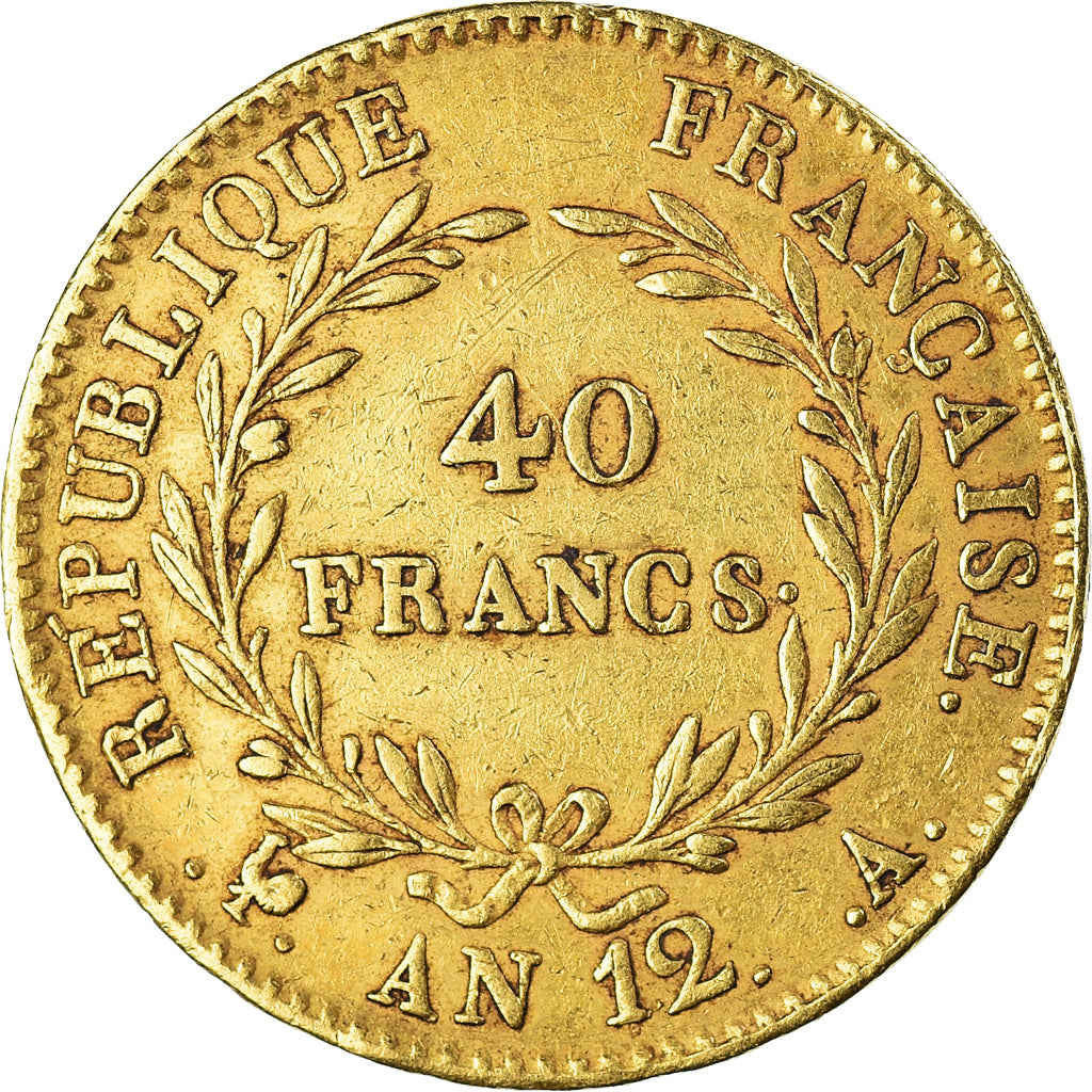 Monnaie, France, Napoleon I, 40 Francs, An 12, Paris, TTB, Or, Gadoury:1080