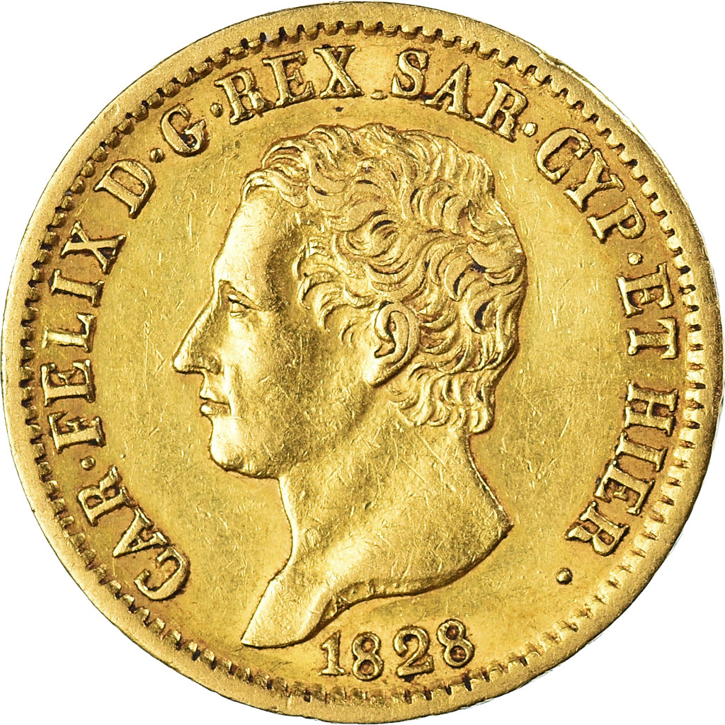Monnaie, États italiens, SARDINIA, Carlo Felice, 20 Lire, 1828, Torino, TTB+