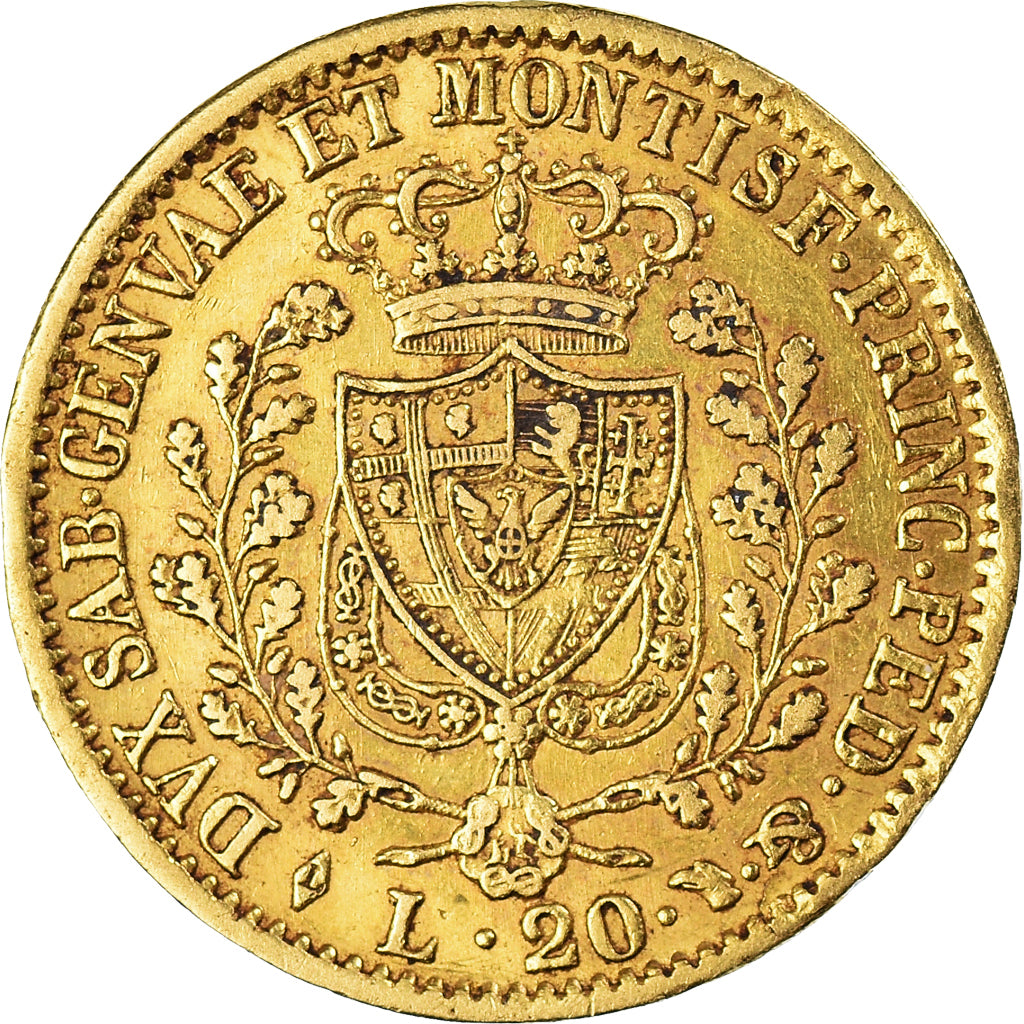 Monnaie, États italiens, SARDINIA, Carlo Felice, 20 Lire, 1828, Torino, TTB+
