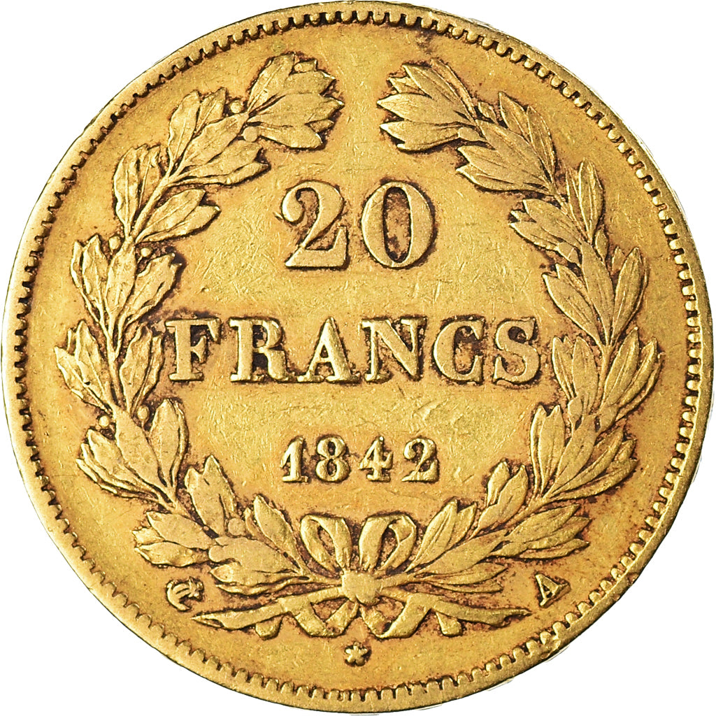 Moneta, Francja, Louis-Philippe, 20 Francs, 1842, Paris, VF(30-35), Złoto
