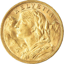 Coin, Switzerland, 20 Francs, 1909, Bern, AU(50-53), Gold, KM:35.1