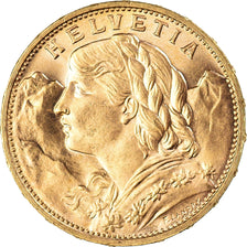 Coin, Switzerland, 20 Francs, 1913, Bern, MS(60-62), Gold, KM:35.1