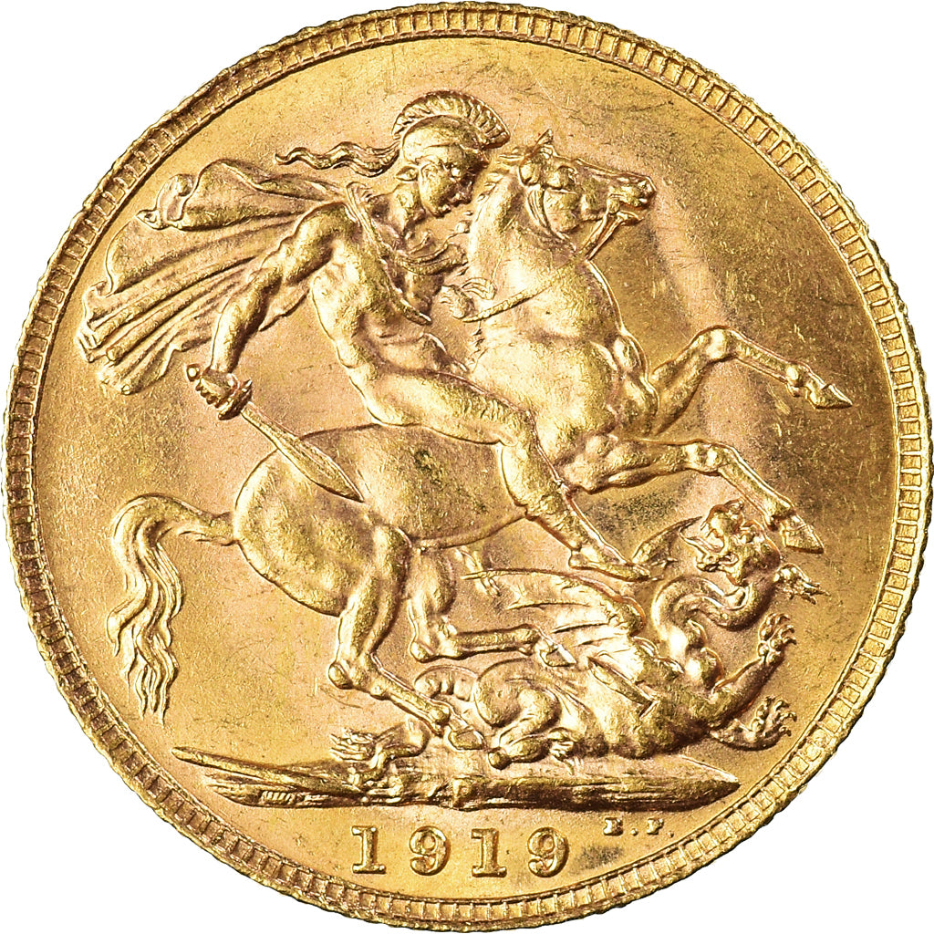 Coin, Australia, George V, Sovereign, 1919, Perth, MS(60-62), Gold, KM:29