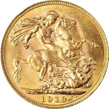 Coin, Australia, George V, Sovereign, 1919, Perth, MS(60-62), Gold, KM:29