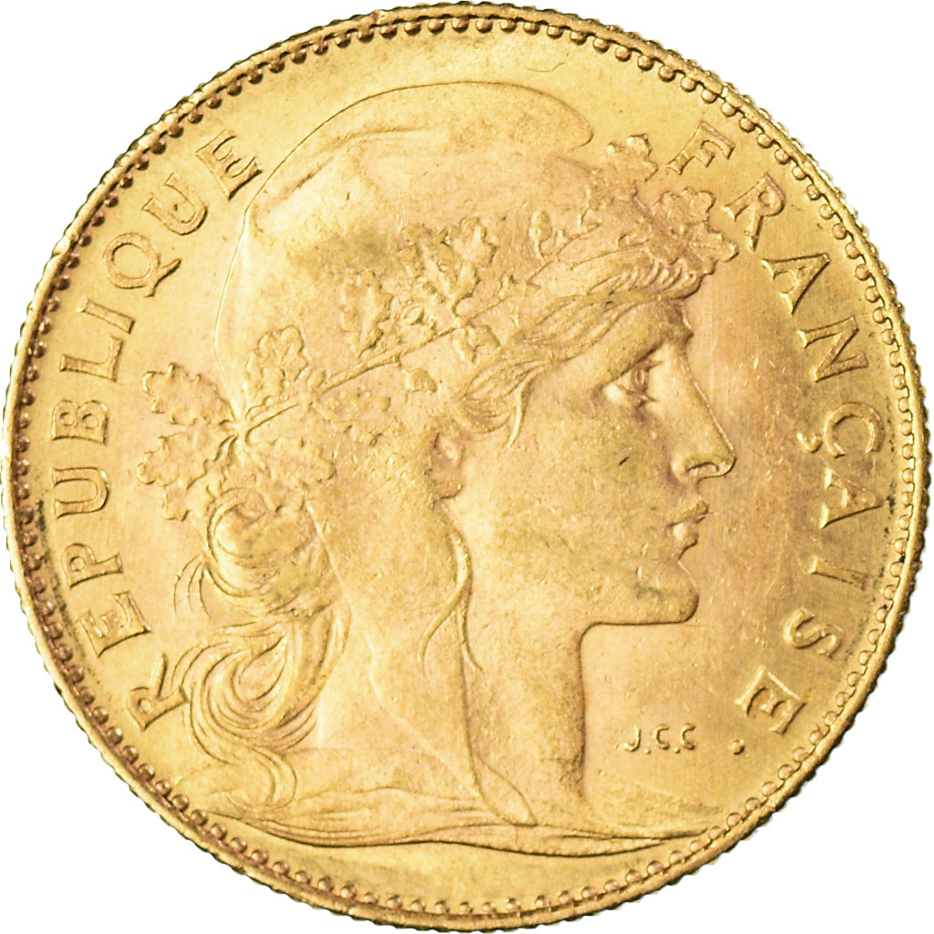 Coin, France, Marianne, 10 Francs, 1908, Paris, AU(50-53), Gold, KM:846