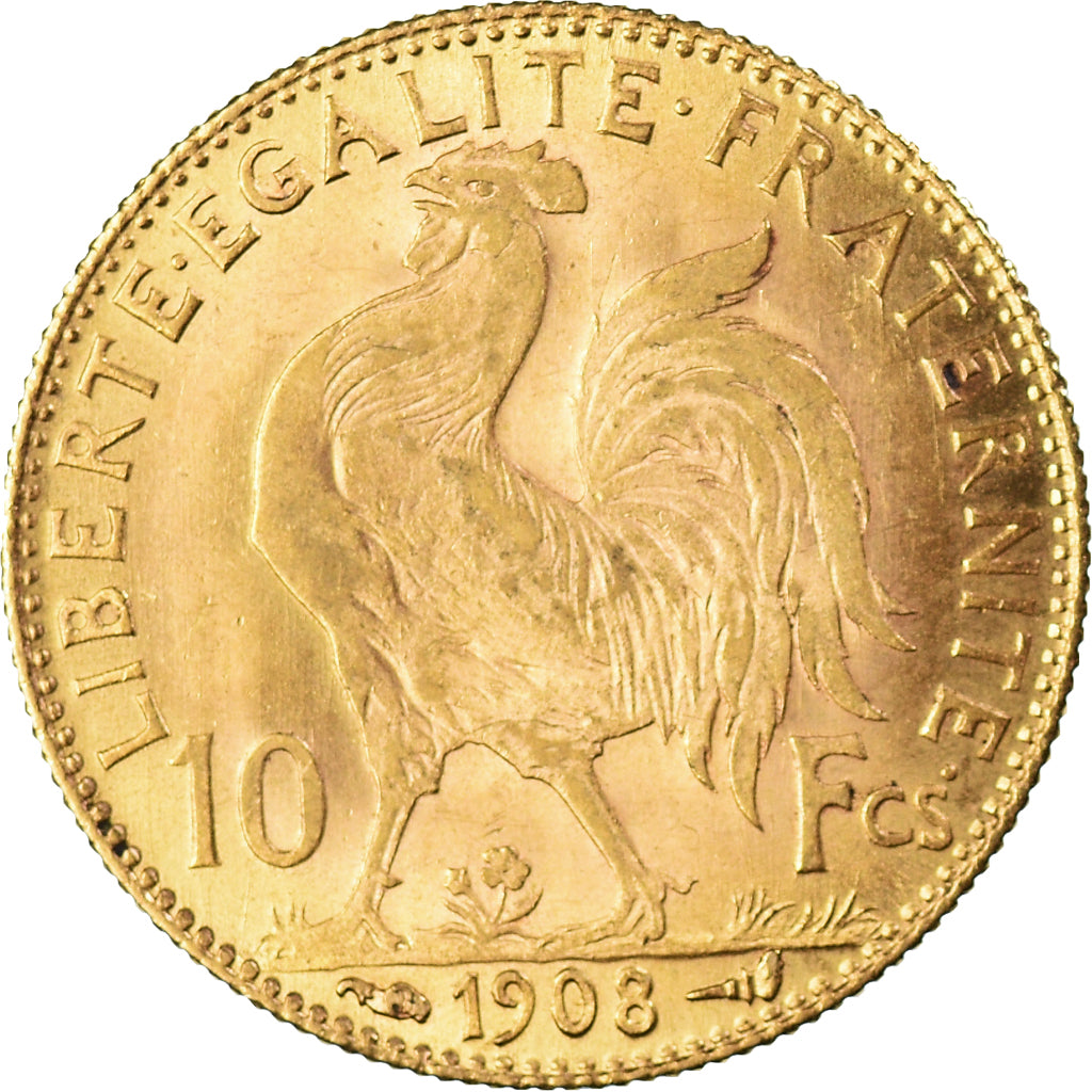 Coin, France, Marianne, 10 Francs, 1908, Paris, AU(50-53), Gold, KM:846