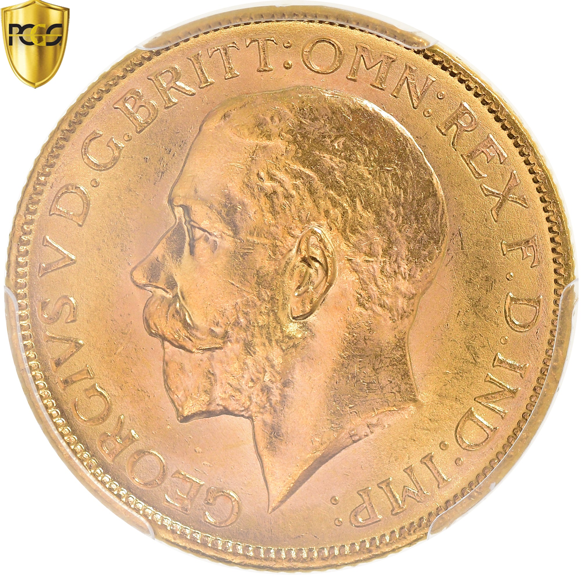 Coin, Australia, George V, Sovereign, 1915, Melbourne, PCGS, MS63, MS(63), Gold