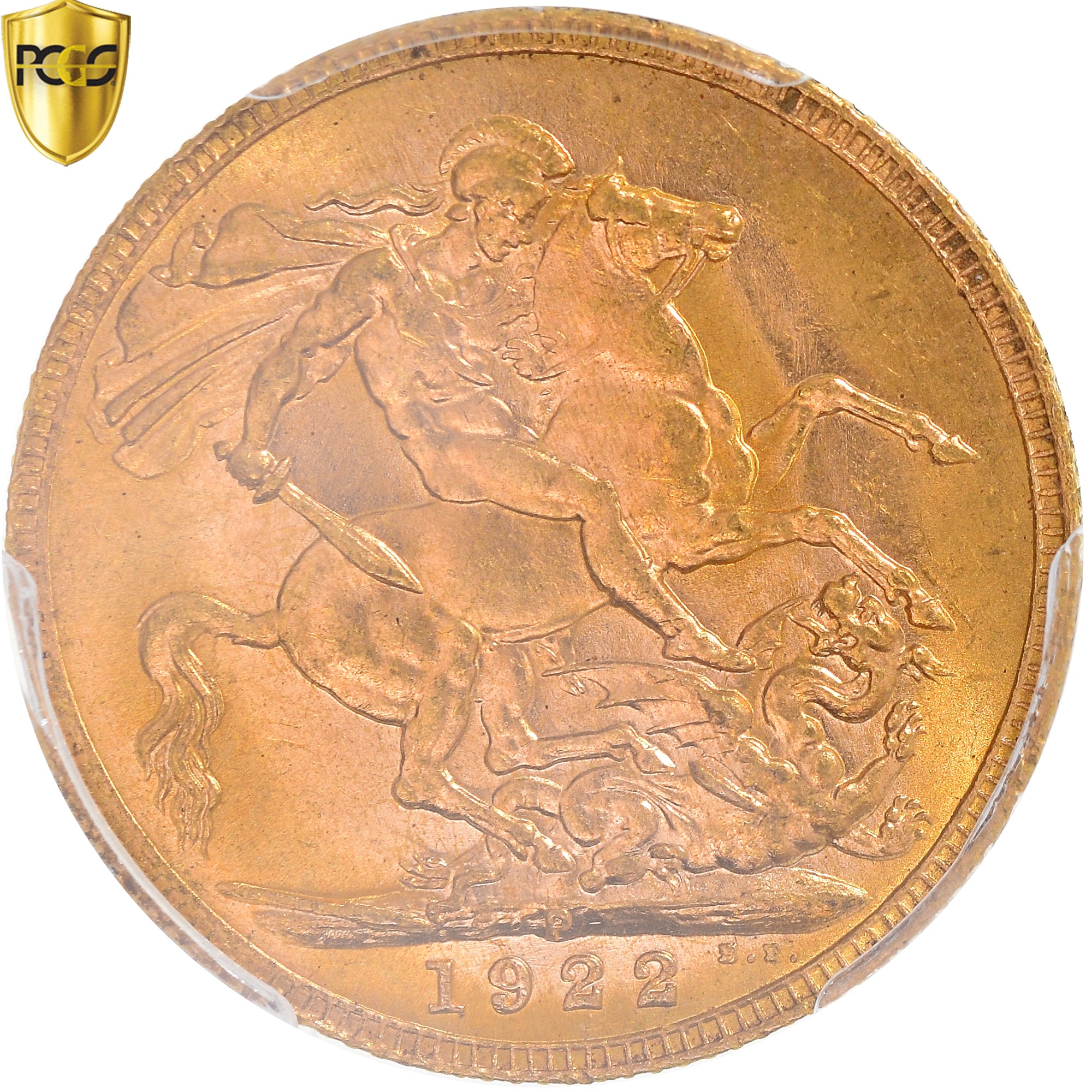 Coin, Australia, George V, Sovereign, 1922, Perth, PCGS, MS64, MS(64), Gold