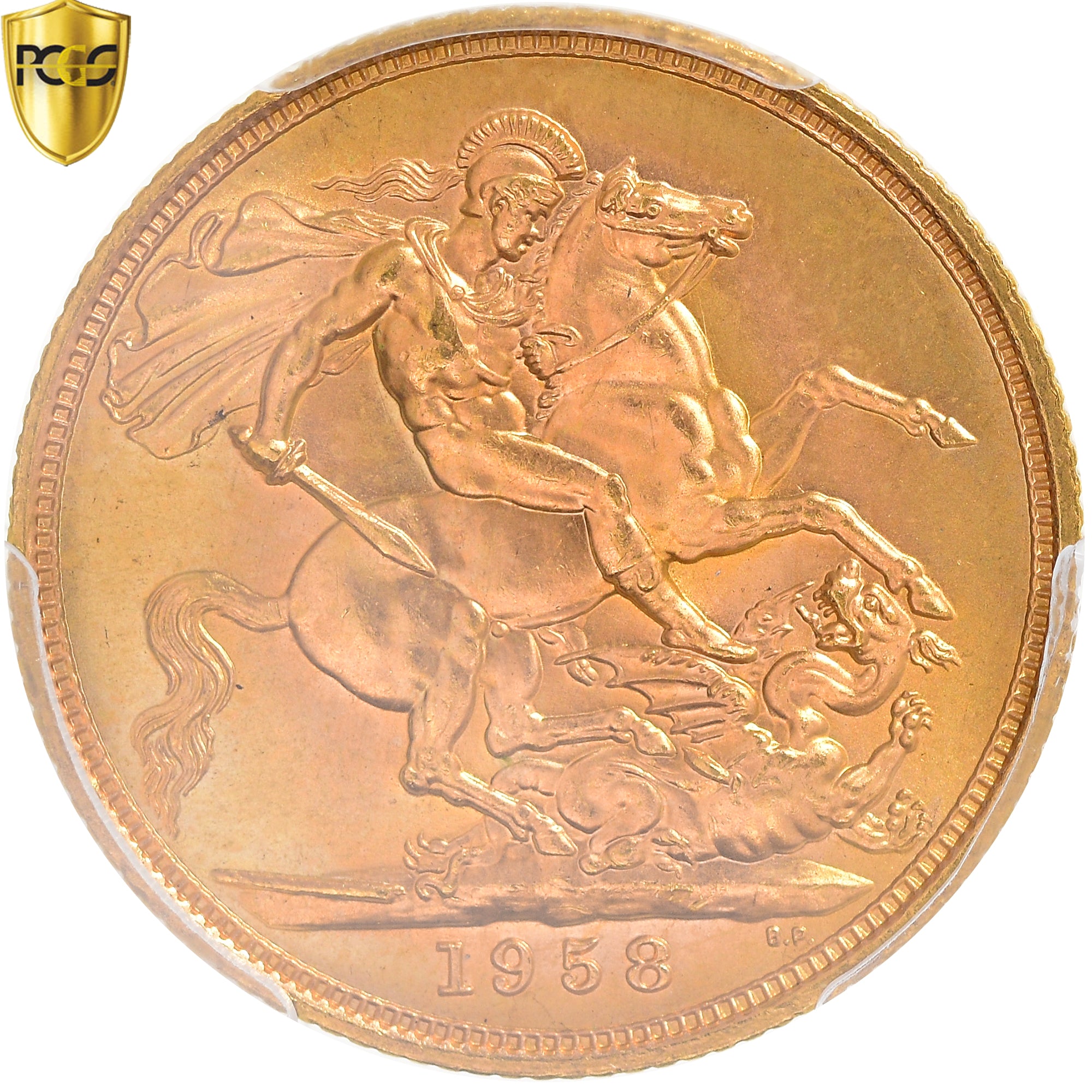 Coin, Great Britain, Elizabeth II, Sovereign, 1958, PCGS, MS65, MS(65-70), Gold