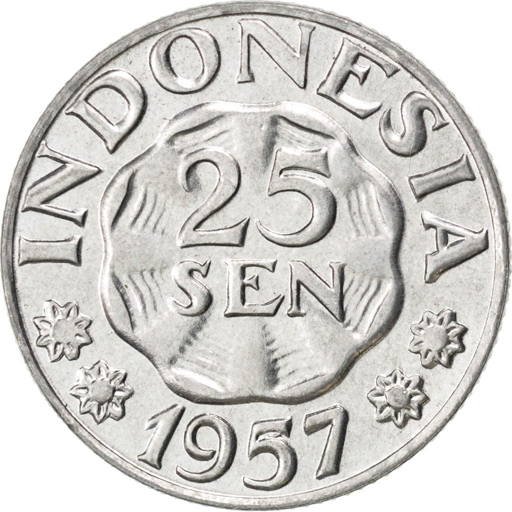 INDONESIA, 25 Sen, 1957, KM #11, MS(63), Aluminum, 2.18