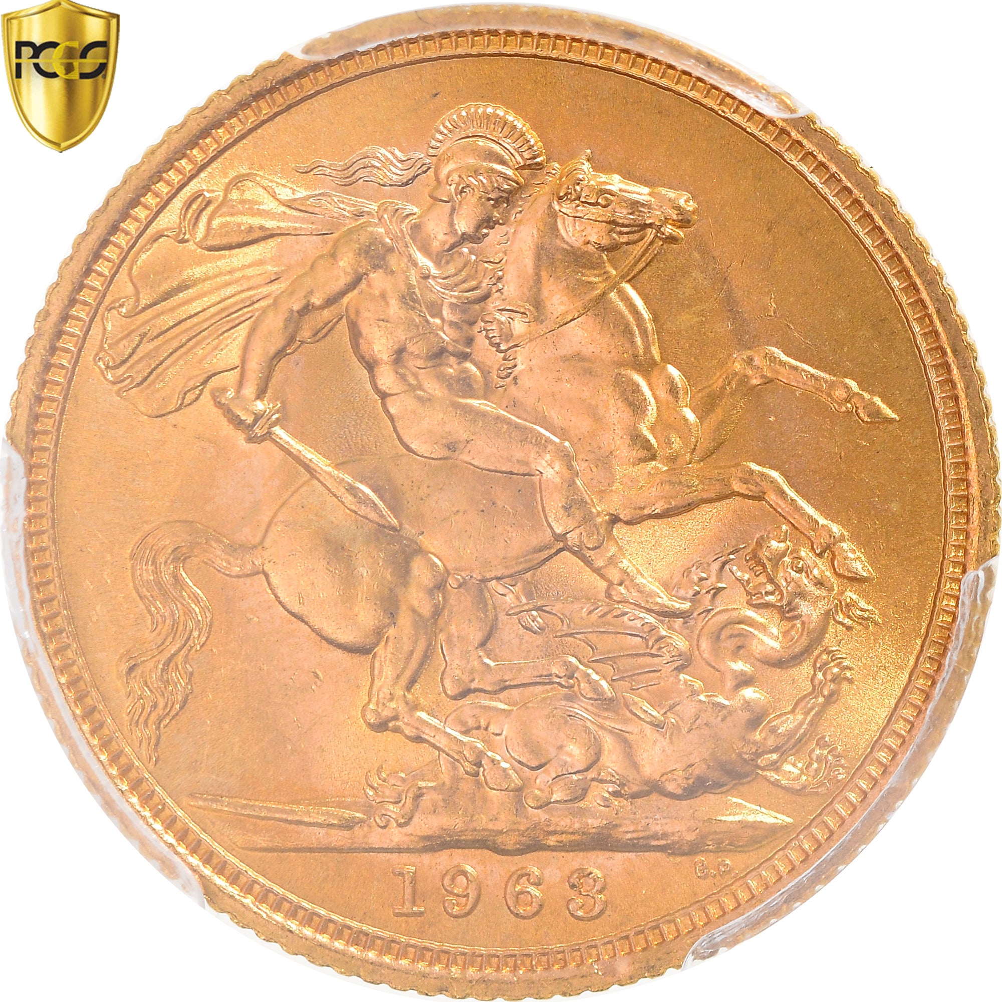 Coin, Great Britain, Elizabeth II, Sovereign, 1963, PCGS, MS65, MS(65-70), Gold