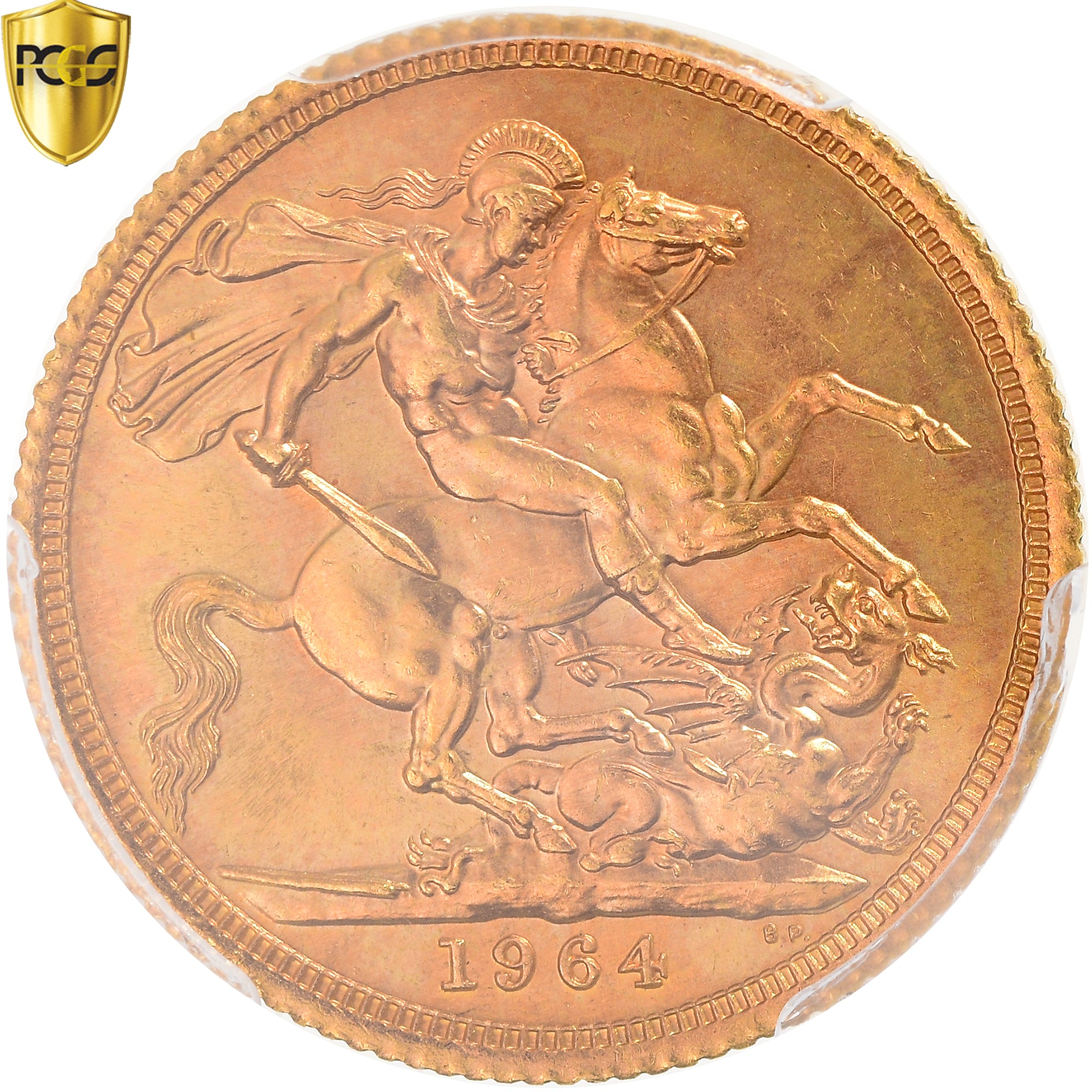 Coin, Great Britain, Elizabeth II, Sovereign, 1964, PCGS, MS65, MS(65-70), Gold
