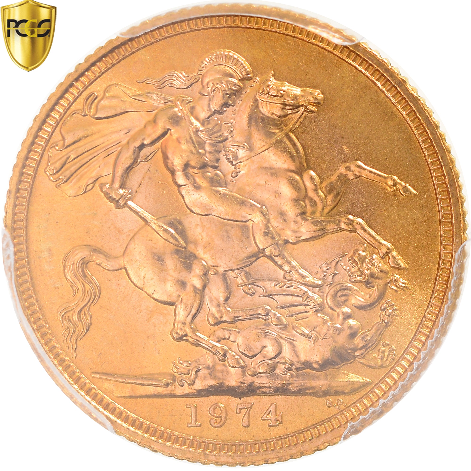 Coin, Great Britain, Elizabeth II, Sovereign, 1974, PCGS, MS65, MS(65-70), Gold