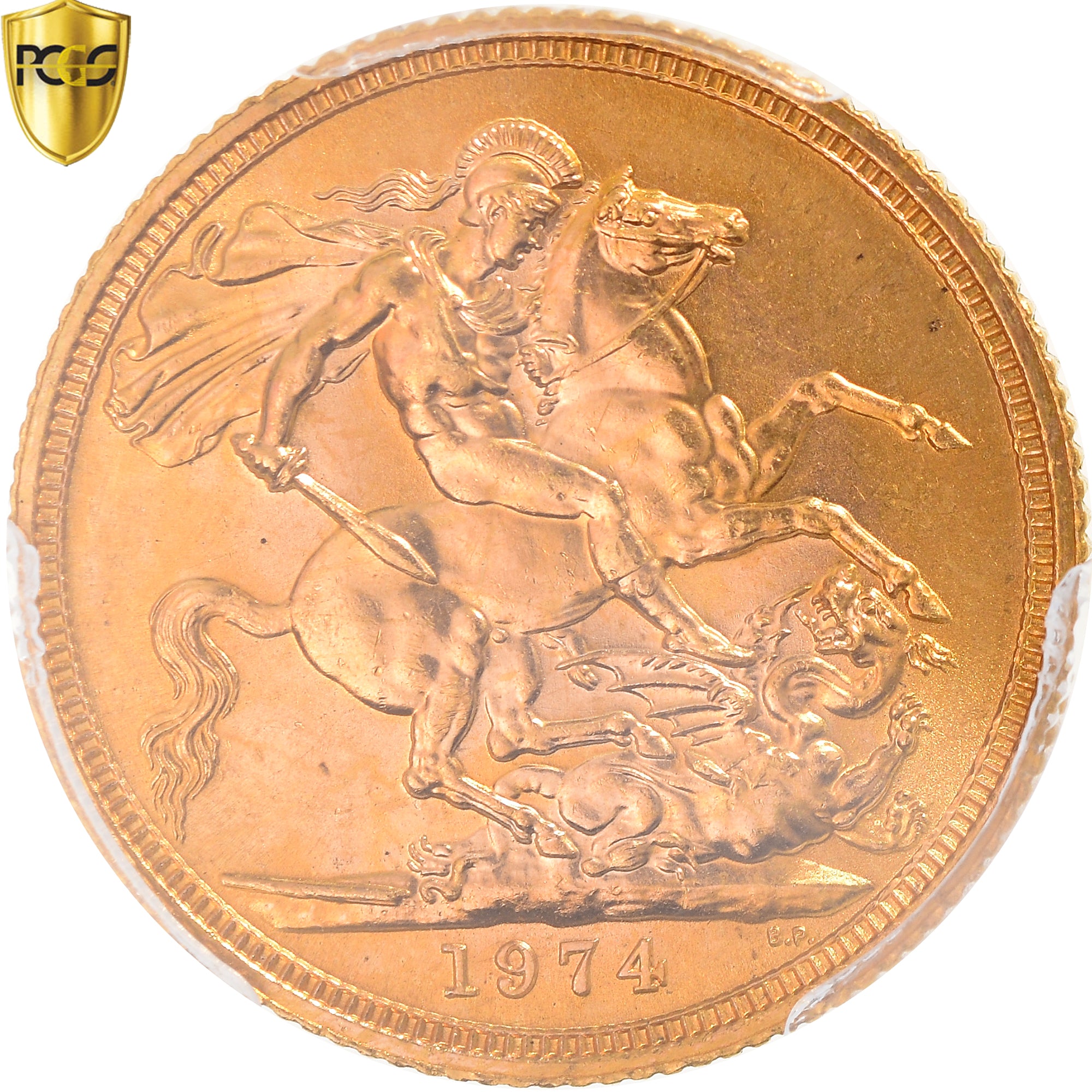 Coin, Great Britain, Elizabeth II, Sovereign, 1974, PCGS, MS65, MS(65-70), Gold