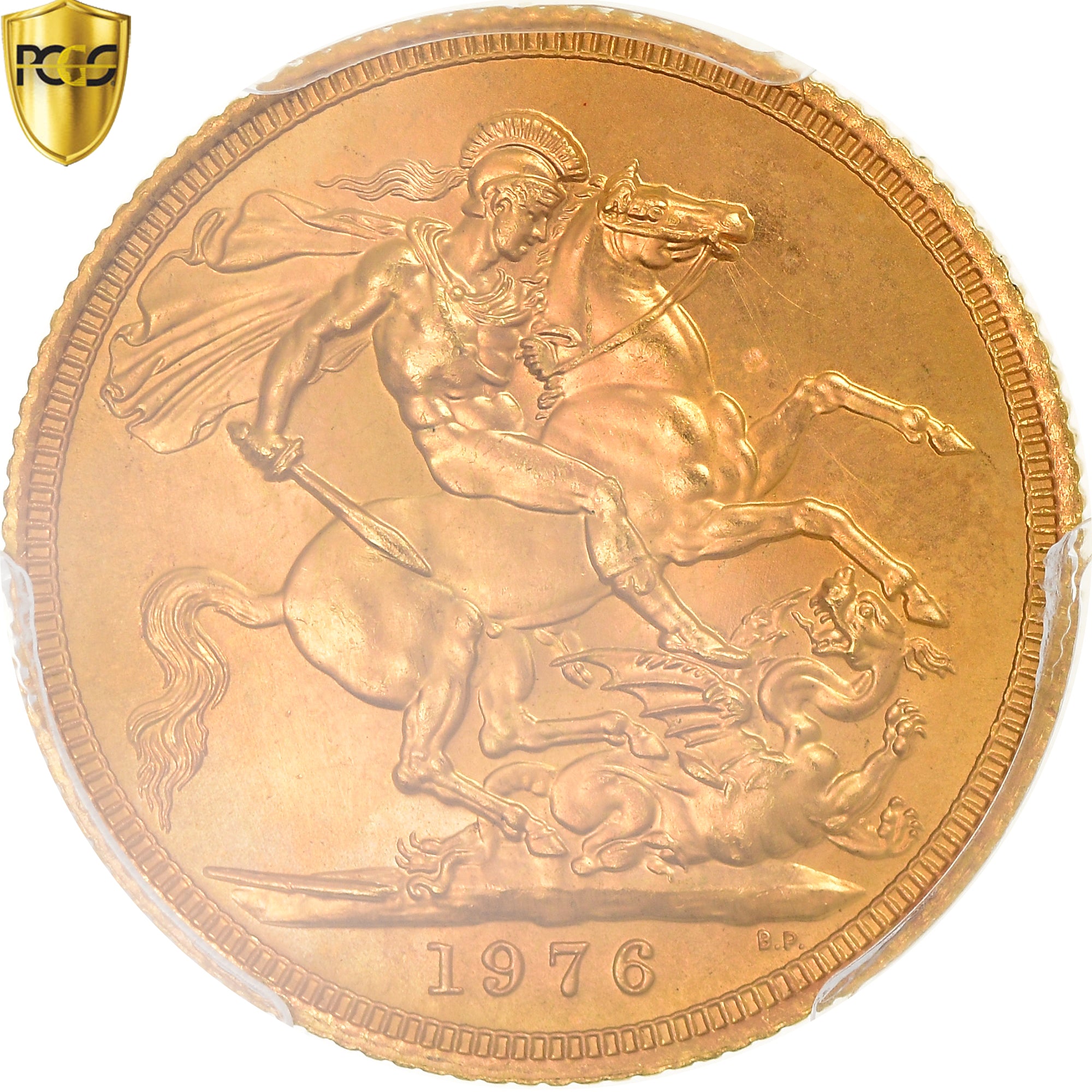 Coin, Great Britain, Elizabeth II, Sovereign, 1976, PCGS, MS65, MS(65-70), Gold