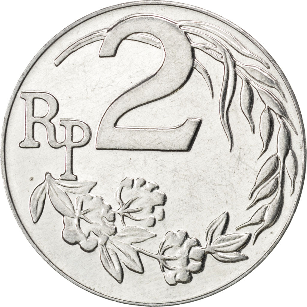INDONESIA, 2 Rupiah, 1970, KM #21, MS(63), Aluminum, 26, 2.30