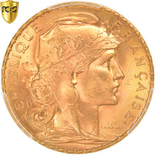 Moneta, Francia, Marianne, 20 Francs, 1909, Paris, PCGS, MS67, FDC, Oro, KM:857