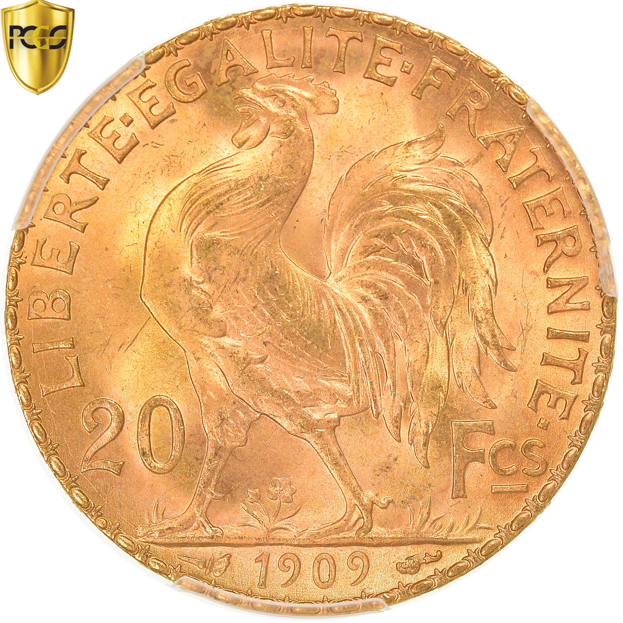 Moneta, Francia, Marianne, 20 Francs, 1909, Paris, PCGS, MS67, FDC, Oro, KM:857