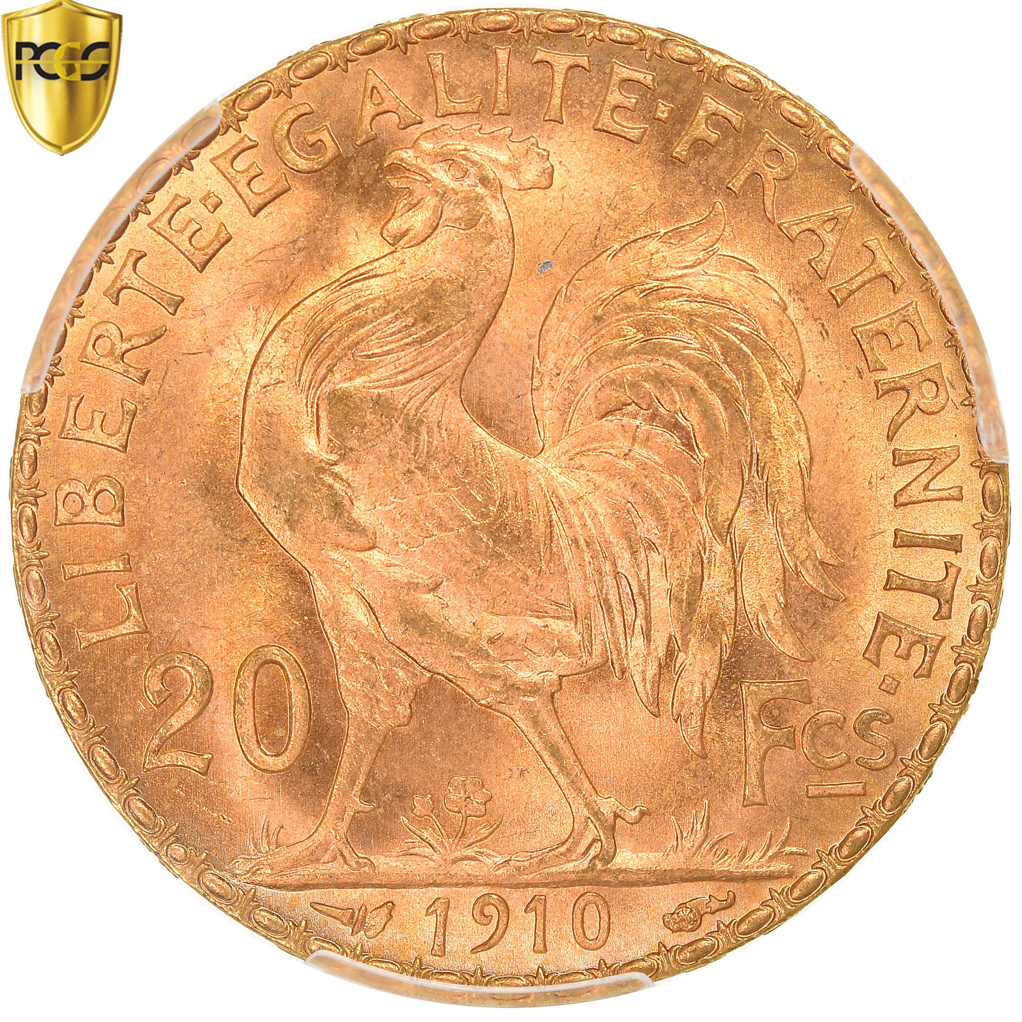 Coin, France, Marianne, 20 Francs, 1910, Paris, PCGS, MS66, MS(65-70), Gold
